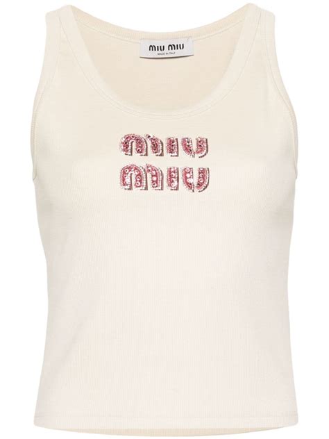 miu miu embellished tank top|mini miu tops.